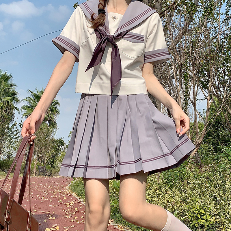 セーラー服 リボン結び半袖セーラートップス