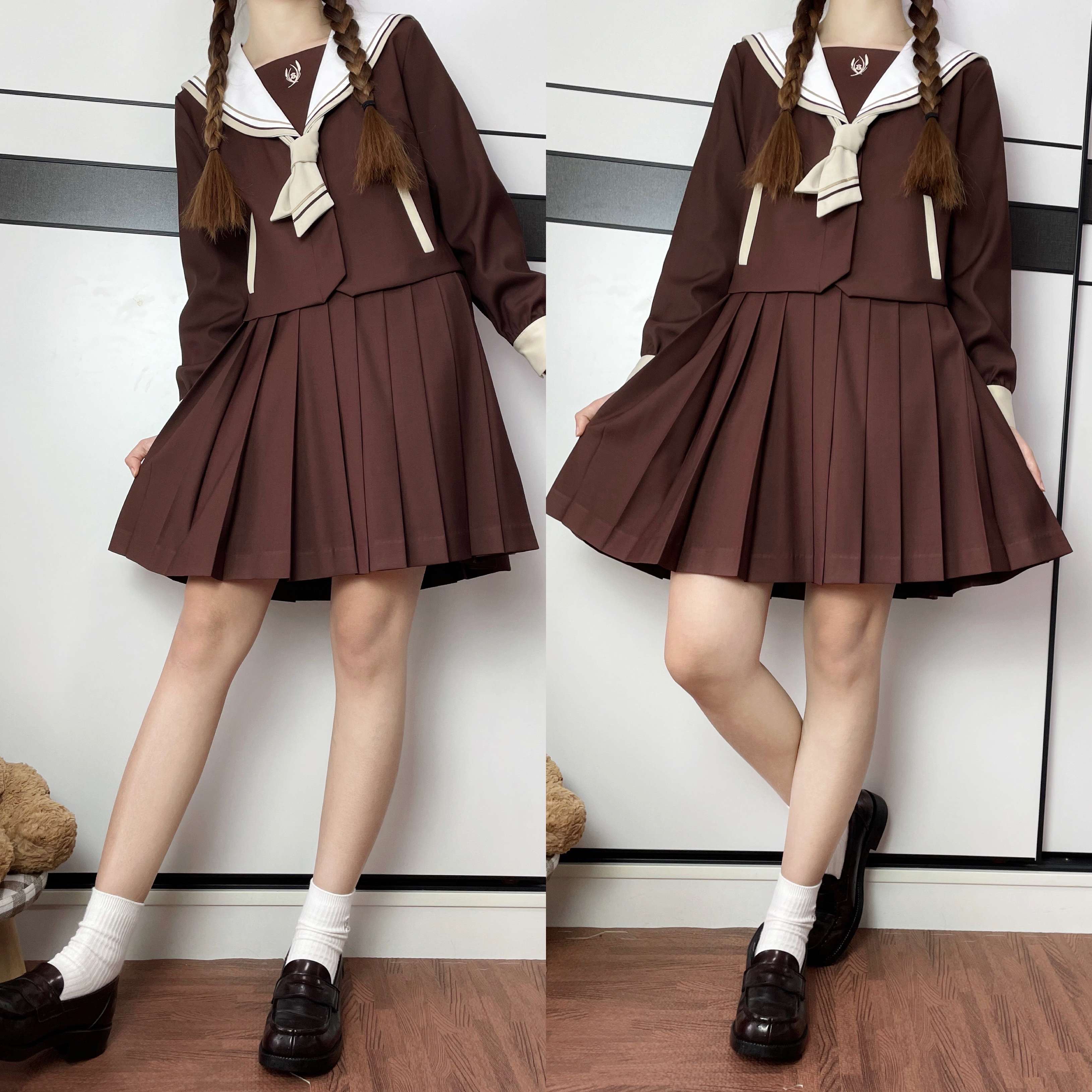 セーラー服  クラシックデザイン学生服セーラー襟ワンピース