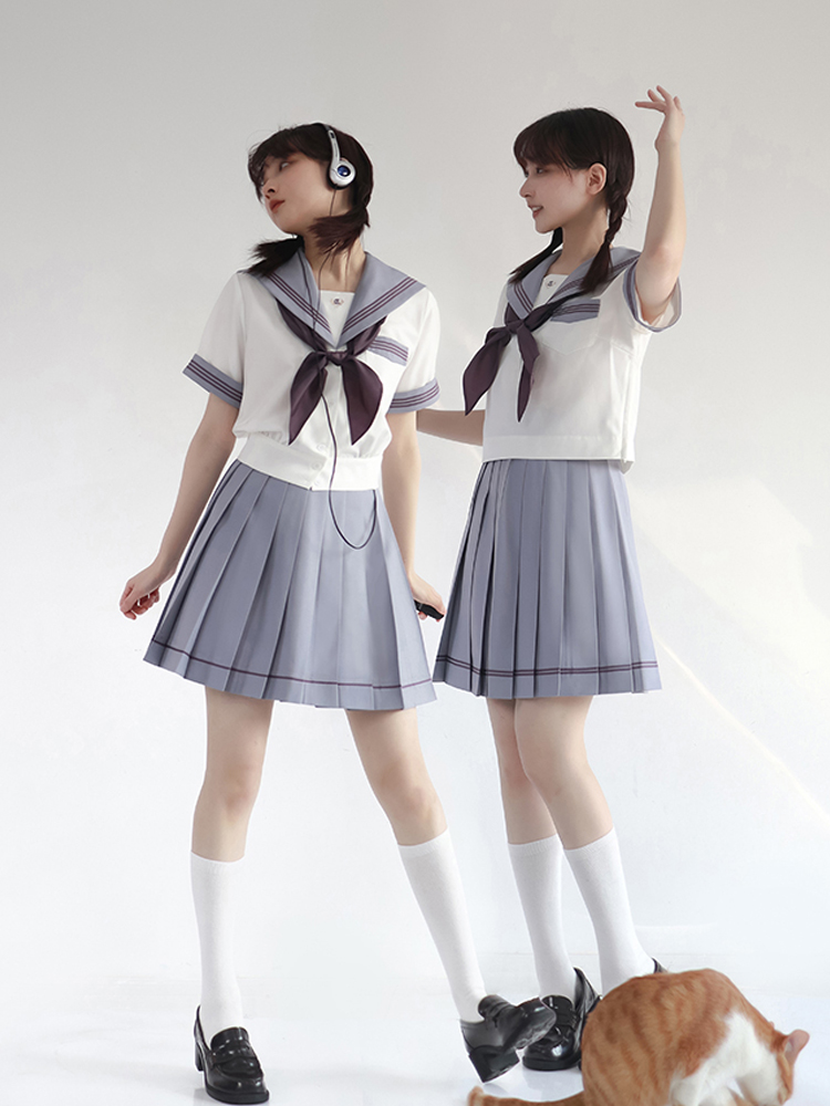 セーラー服 リボン結び半袖セーラートップス
