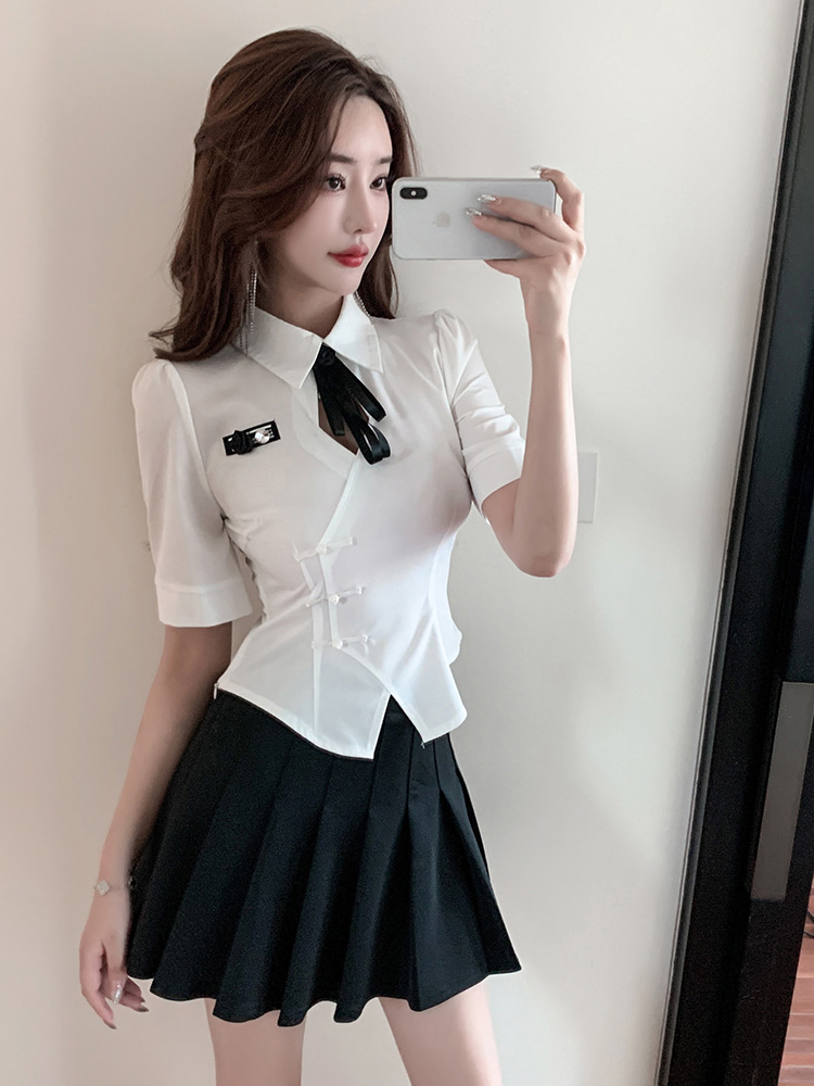 セーラー服 チャイナ風デザイン セーラー半袖ブラウス