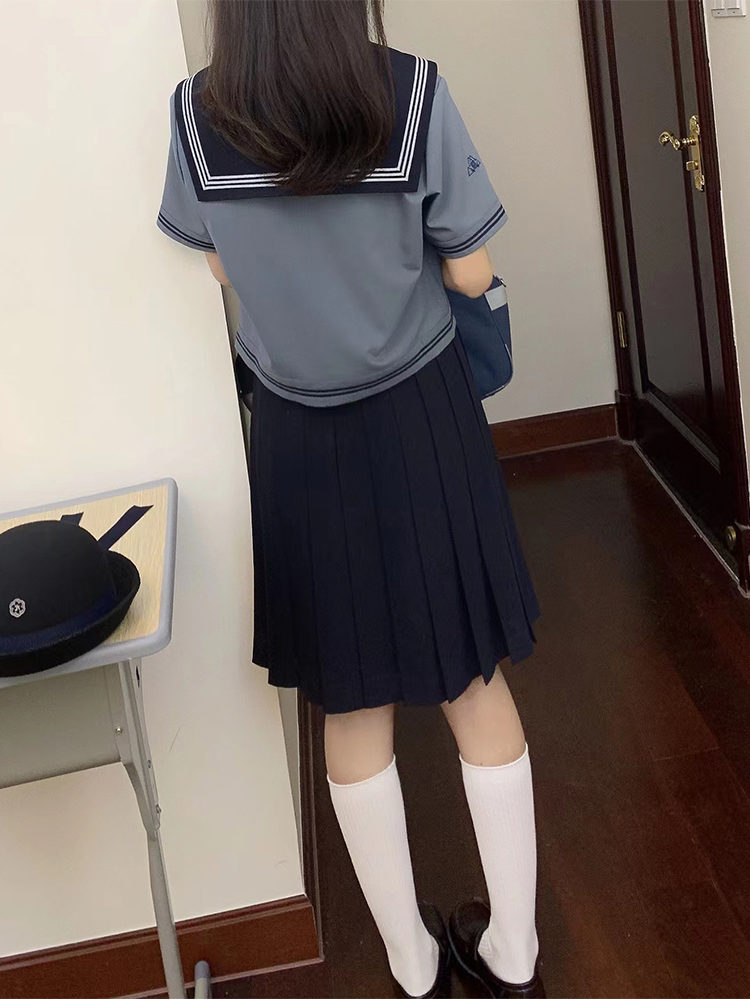 セーラー服 学院風三本線セーラー襟半袖制服ブラウス