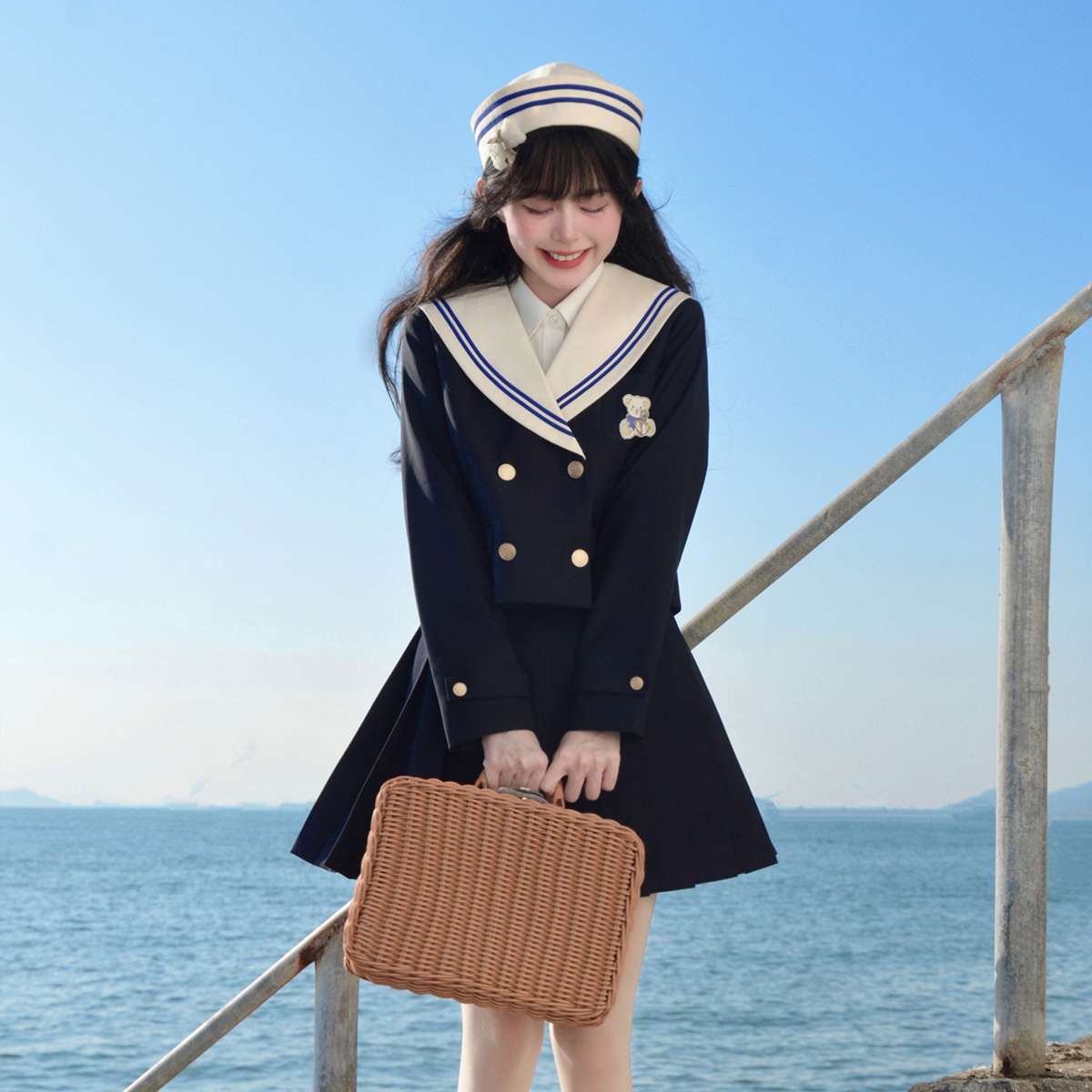 セーラー服  マリンテイスト セーラーカラー制服風カーディガン