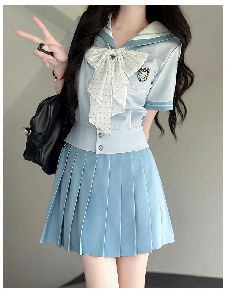 セーラー服 優雅リボン付き制服風セーラートップス