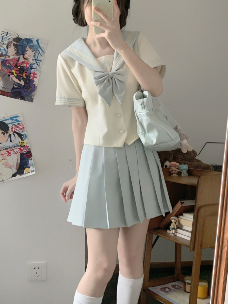 セーラー服 清楚リボン 半袖セーラーブラウス