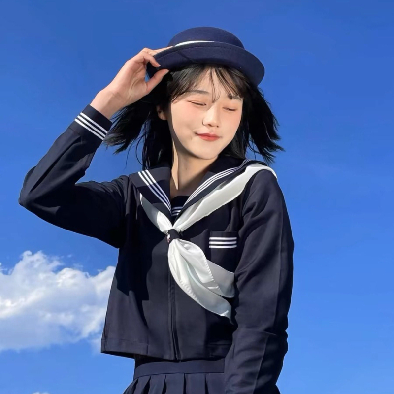 セーラー服 伝統美学 セーラー風長袖トップス