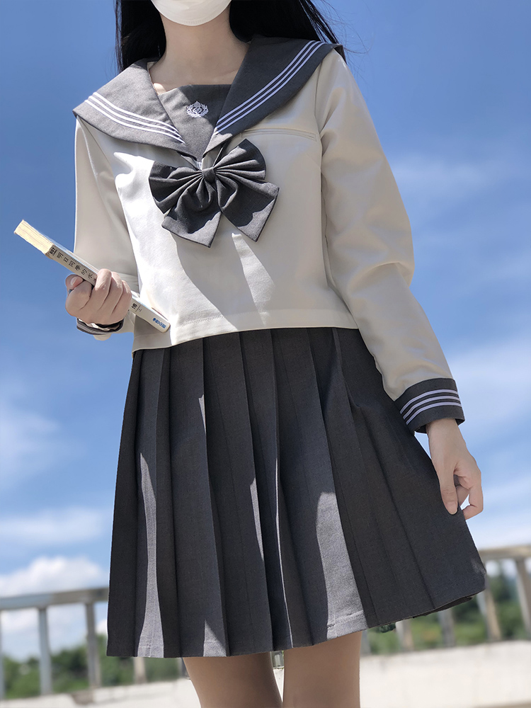 セーラー服 大きめリボン付き清涼半袖セーラートップス
