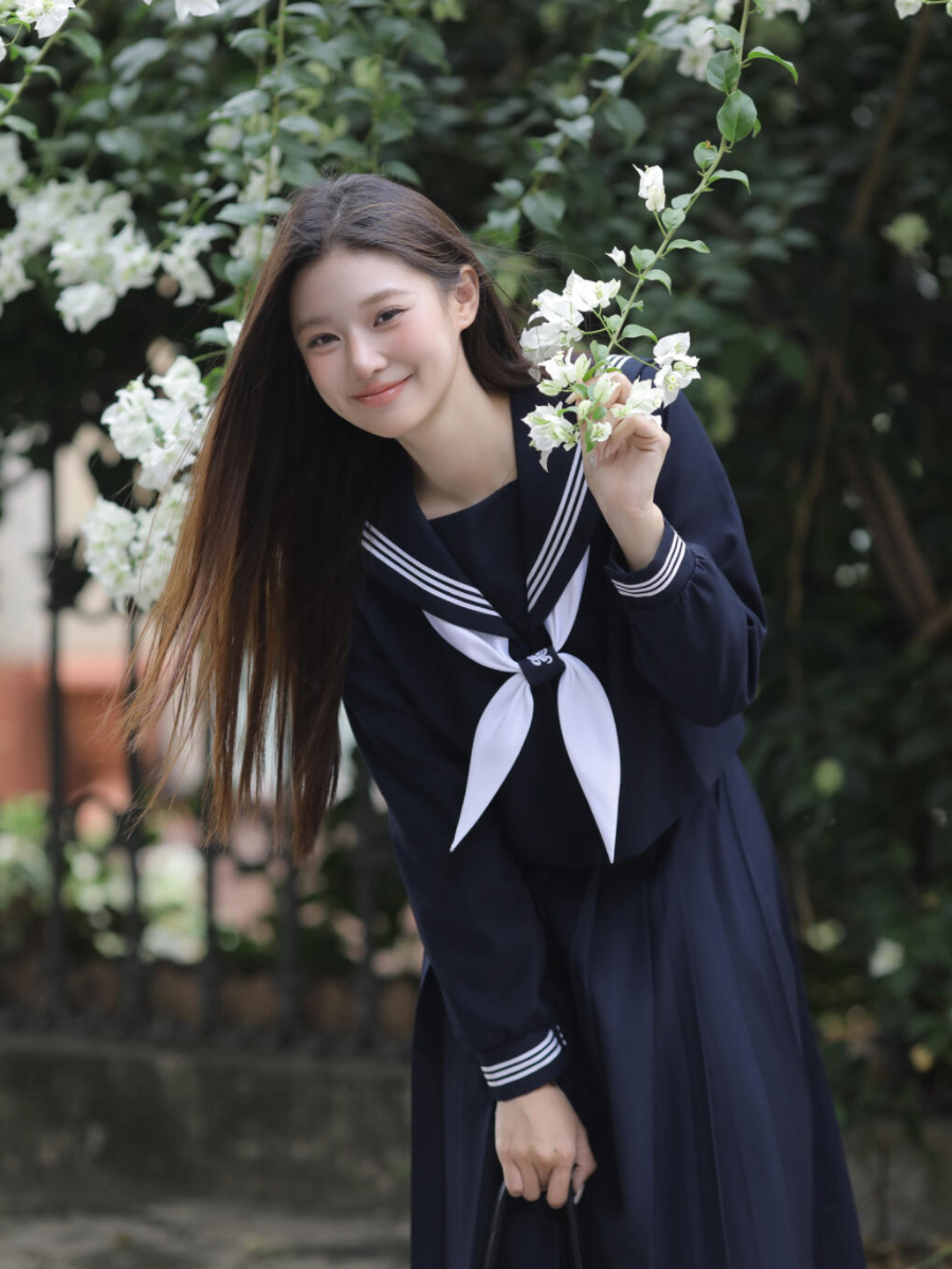 セーラー服 伝統美学 セーラー風長袖トップス