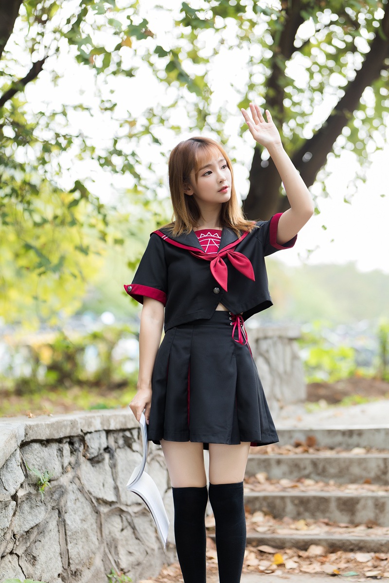 セーラー服 リボン飾り 涼やか半袖セーラートップス