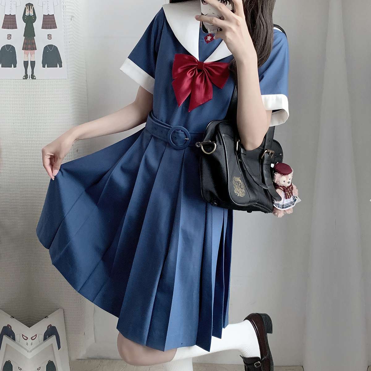 セーラー服  クラシックセーラー制服 ネイビー&レッド