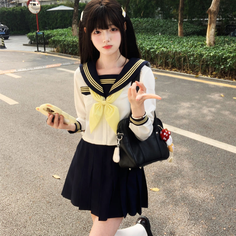 セーラー服 伝統的な襟ライン 長袖セーラートップス