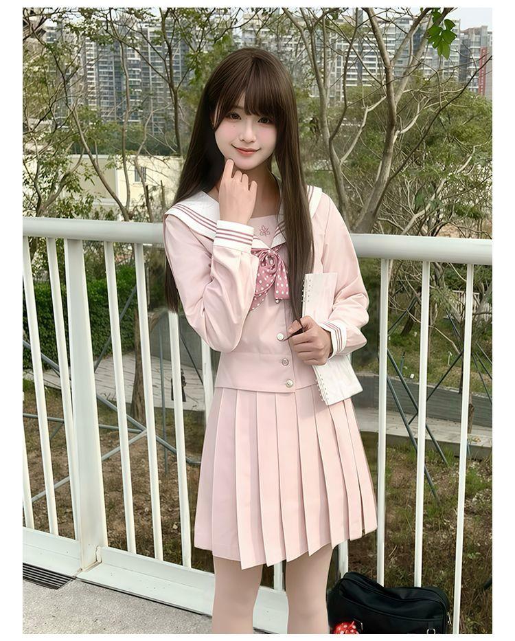 セーラー服 さくら刺繍入り水玉リボンセーラー服