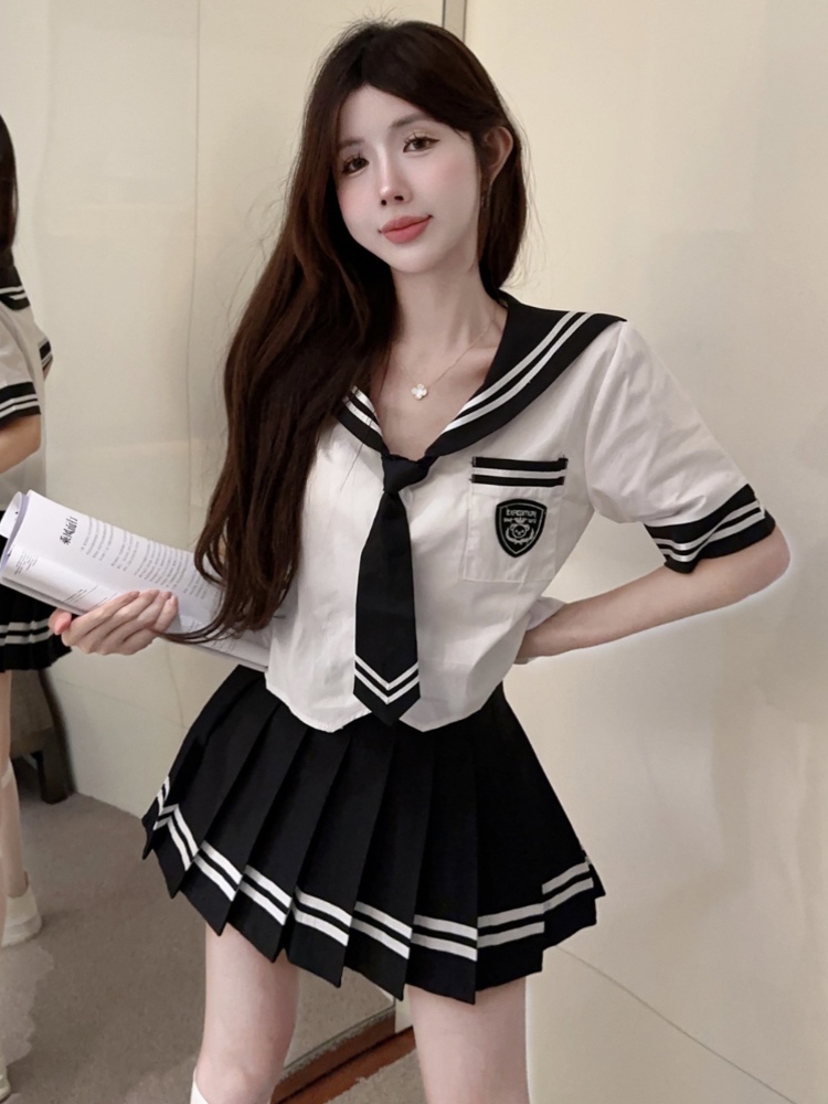 セーラー服 クラシック学院風セーラー半袖ブラウス