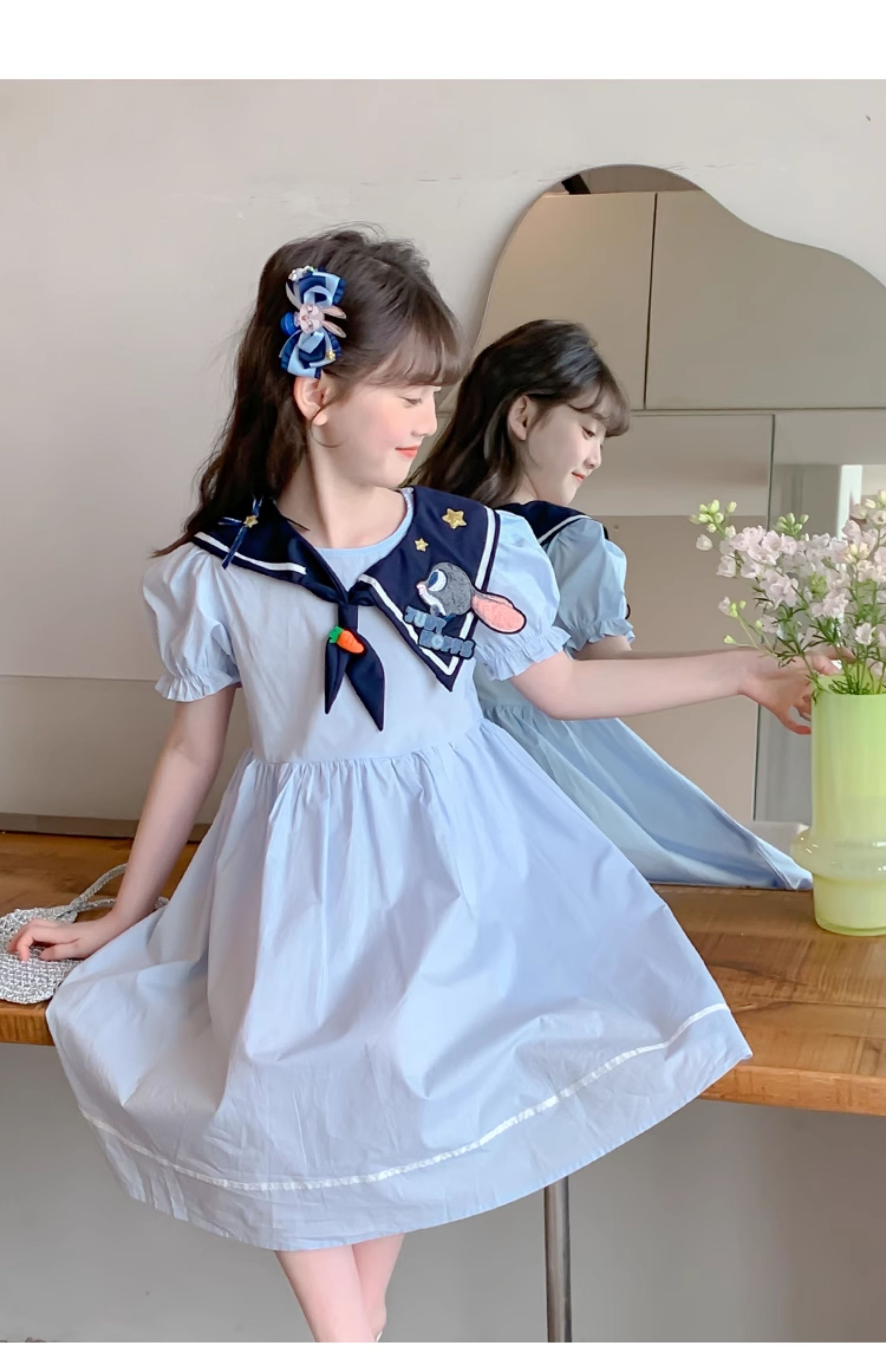セーラー服 お星さま刺繍入り子ども用マリンワンピース