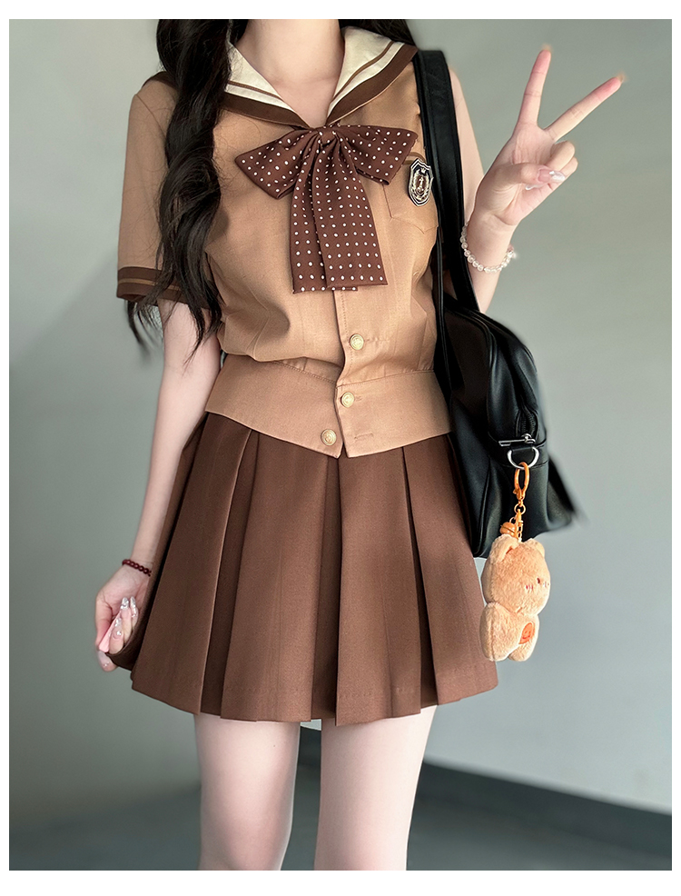 セーラー服 優雅リボン付き制服風セーラートップス