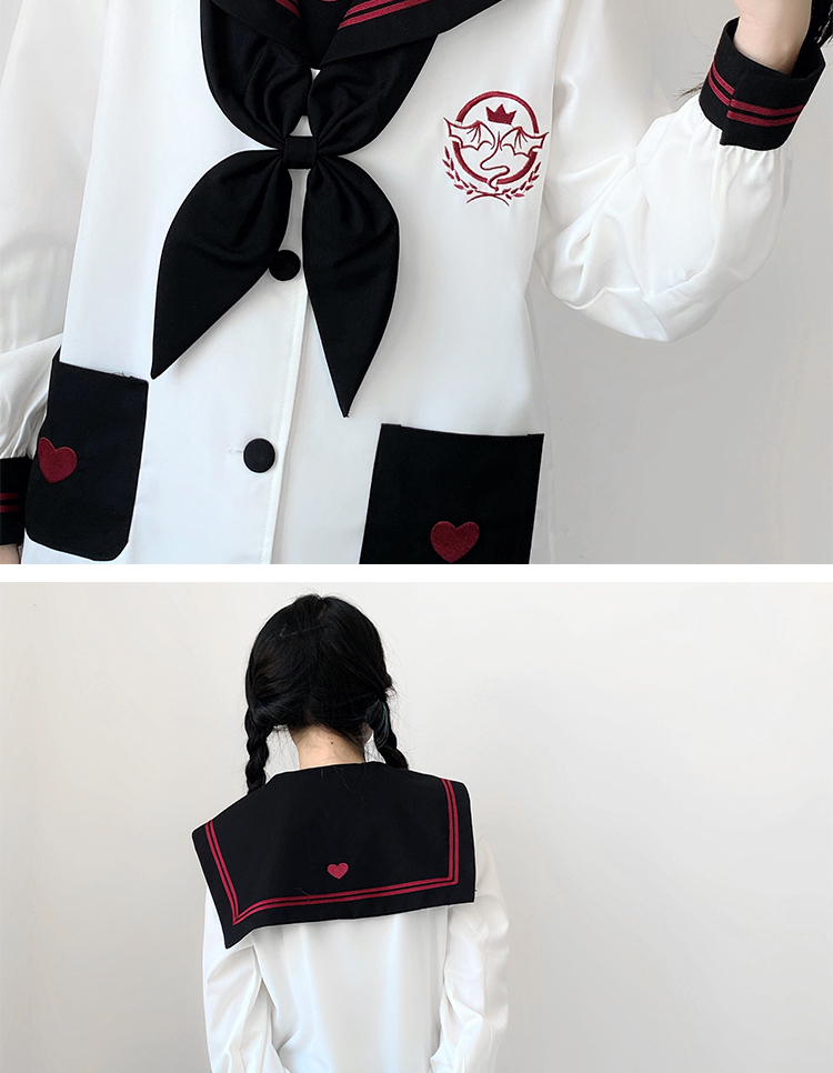 セーラー服 ハート模様の王冠紋章セーラー服