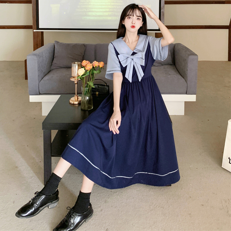 セーラー服 リボン付きセーラーワンピース