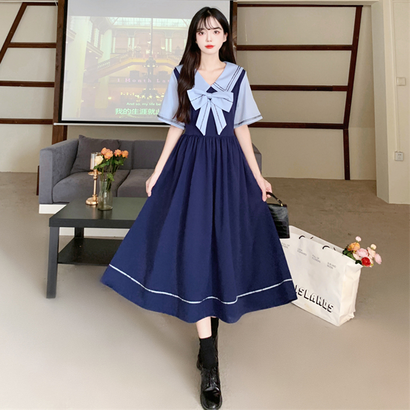 セーラー服 リボン付きセーラーワンピース