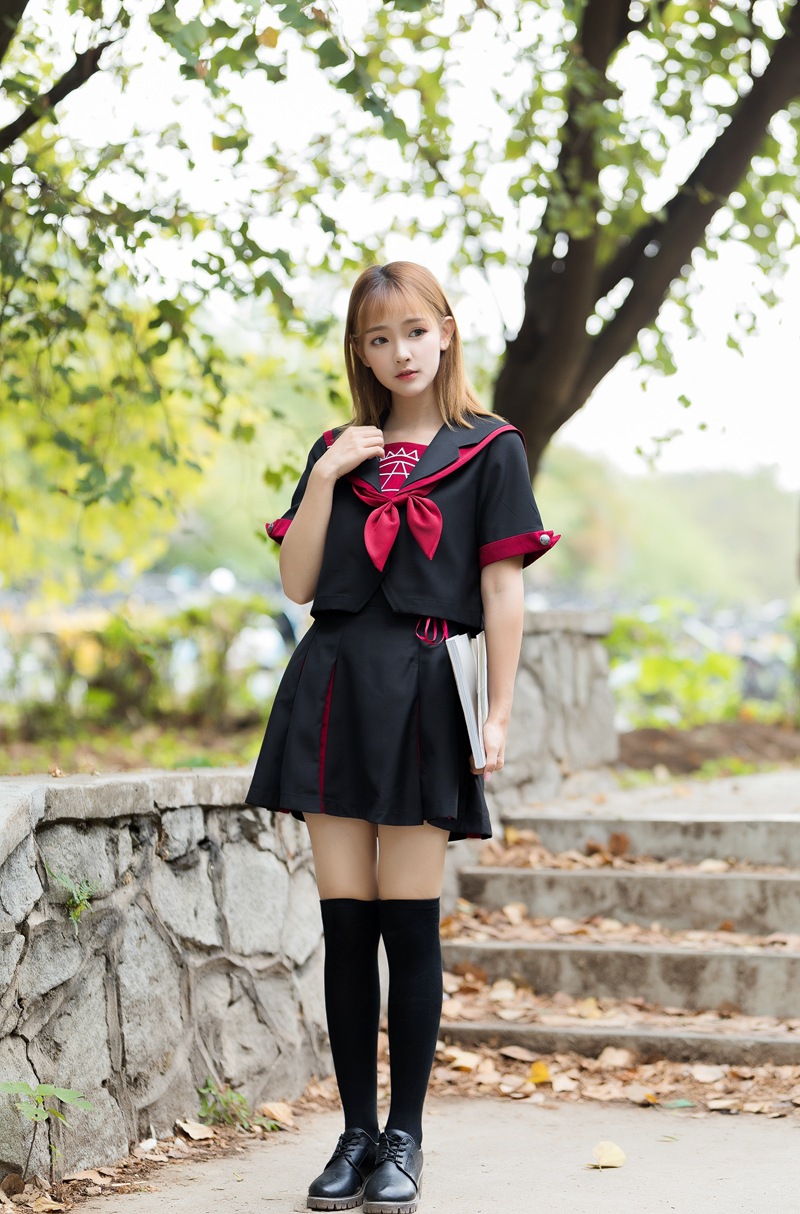 セーラー服 リボン飾り 涼やか半袖セーラートップス