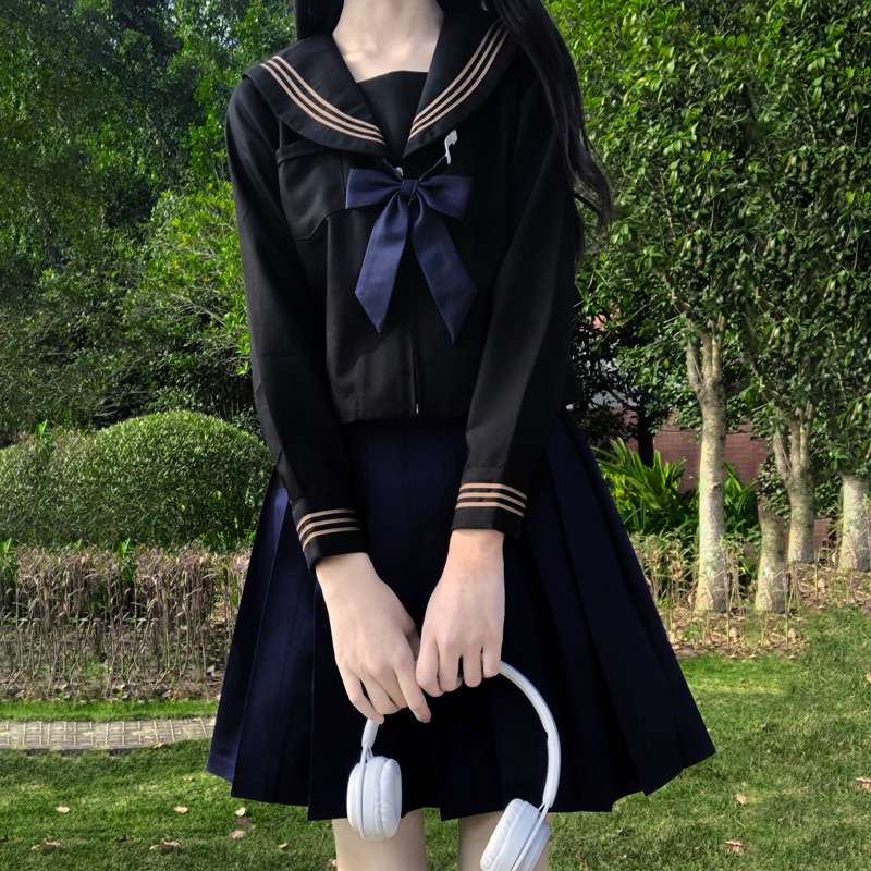 クラシック黒セーラー服 学生制服セット