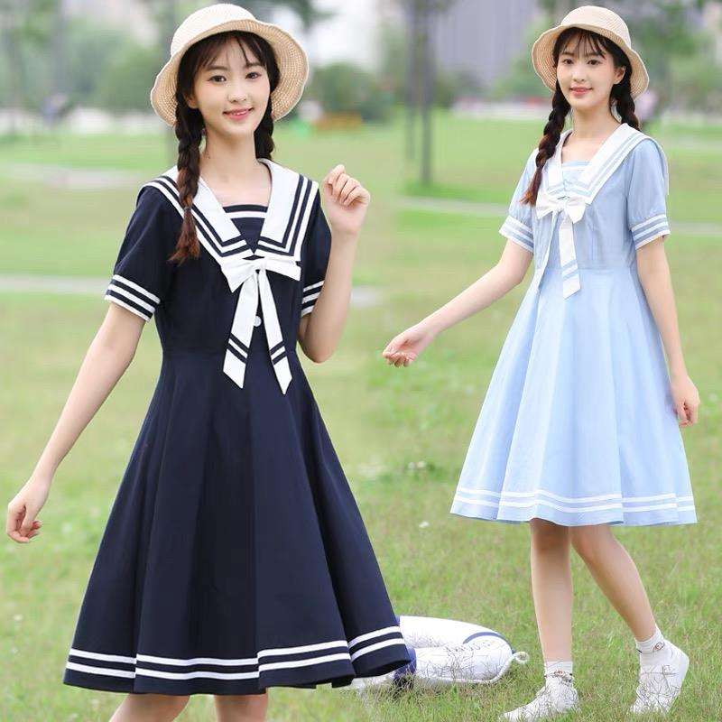 レトロ可愛い マリン風 セーラーカラー ワンピース