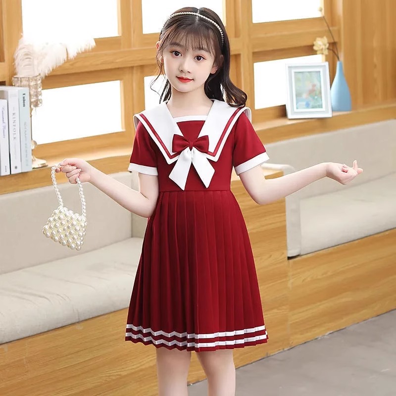 セーラー服 清楚リボン飾り半袖セーラーワンピース
