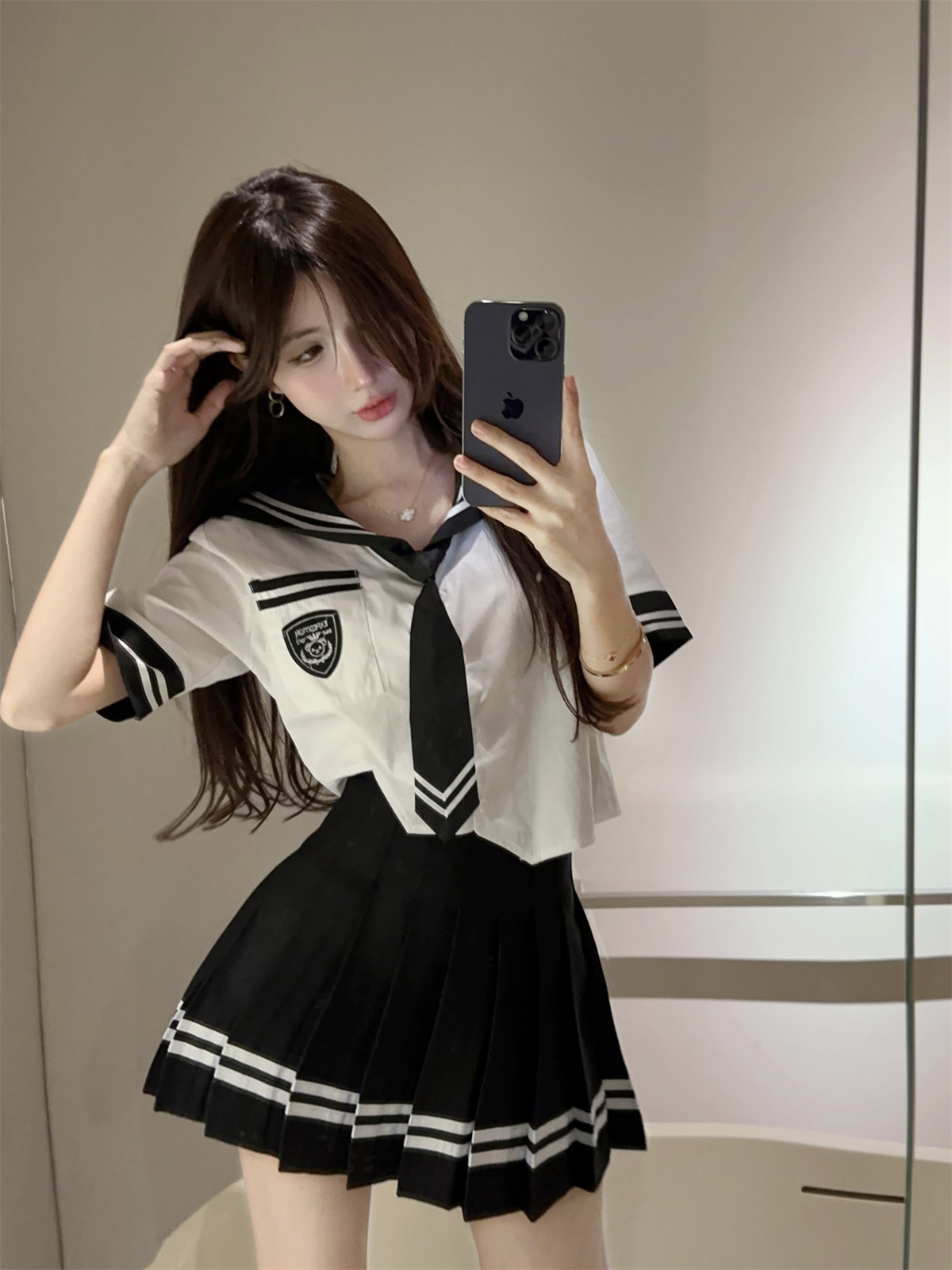 セーラー服 クラシック学院風セーラー半袖ブラウス