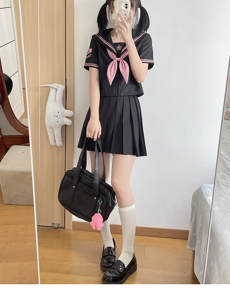 セーラー服 桜刺繍入り制服風セーラー服トップス