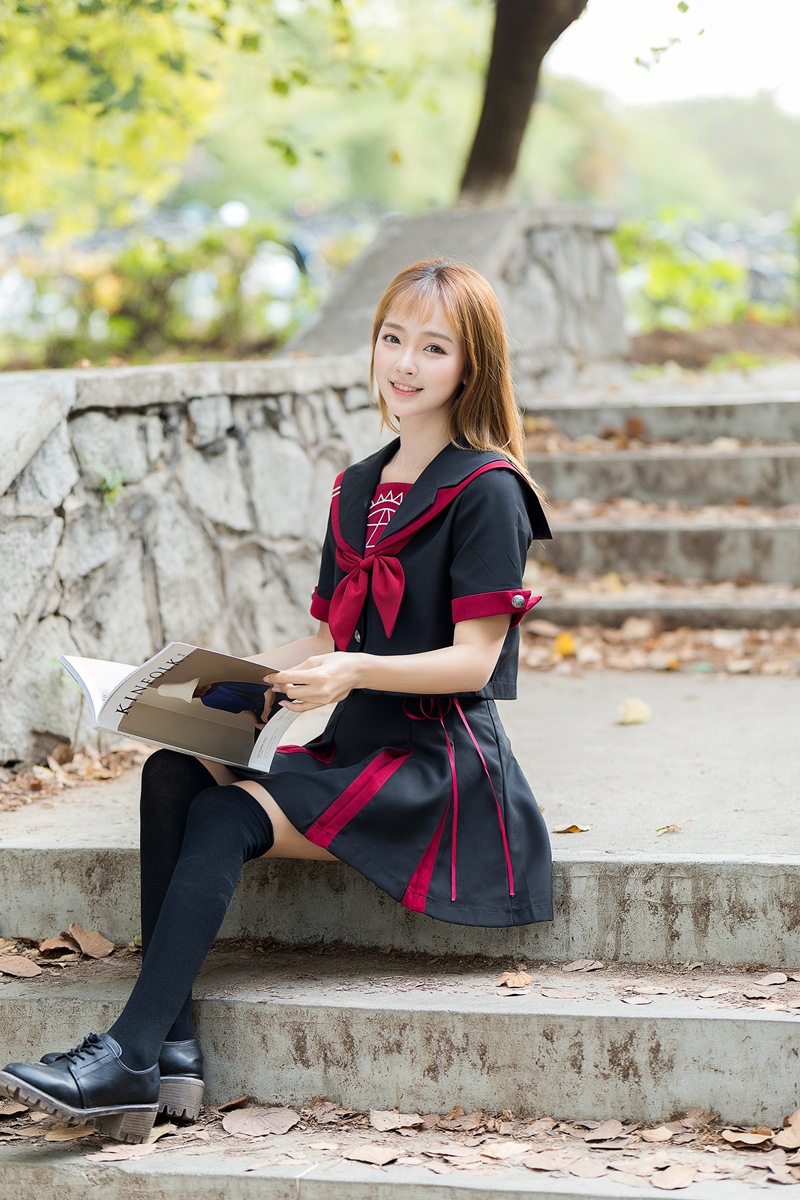 セーラー服 リボン飾り 涼やか半袖セーラートップス