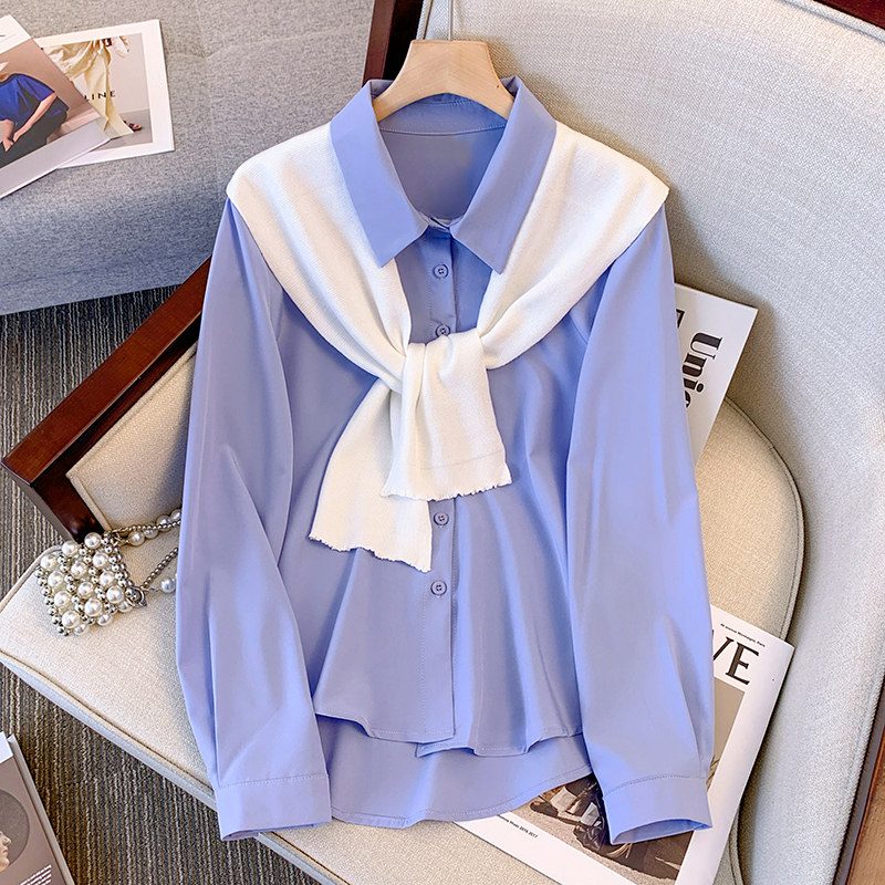 セーラー服 スカーフ付き長袖セーラー風ブラウス