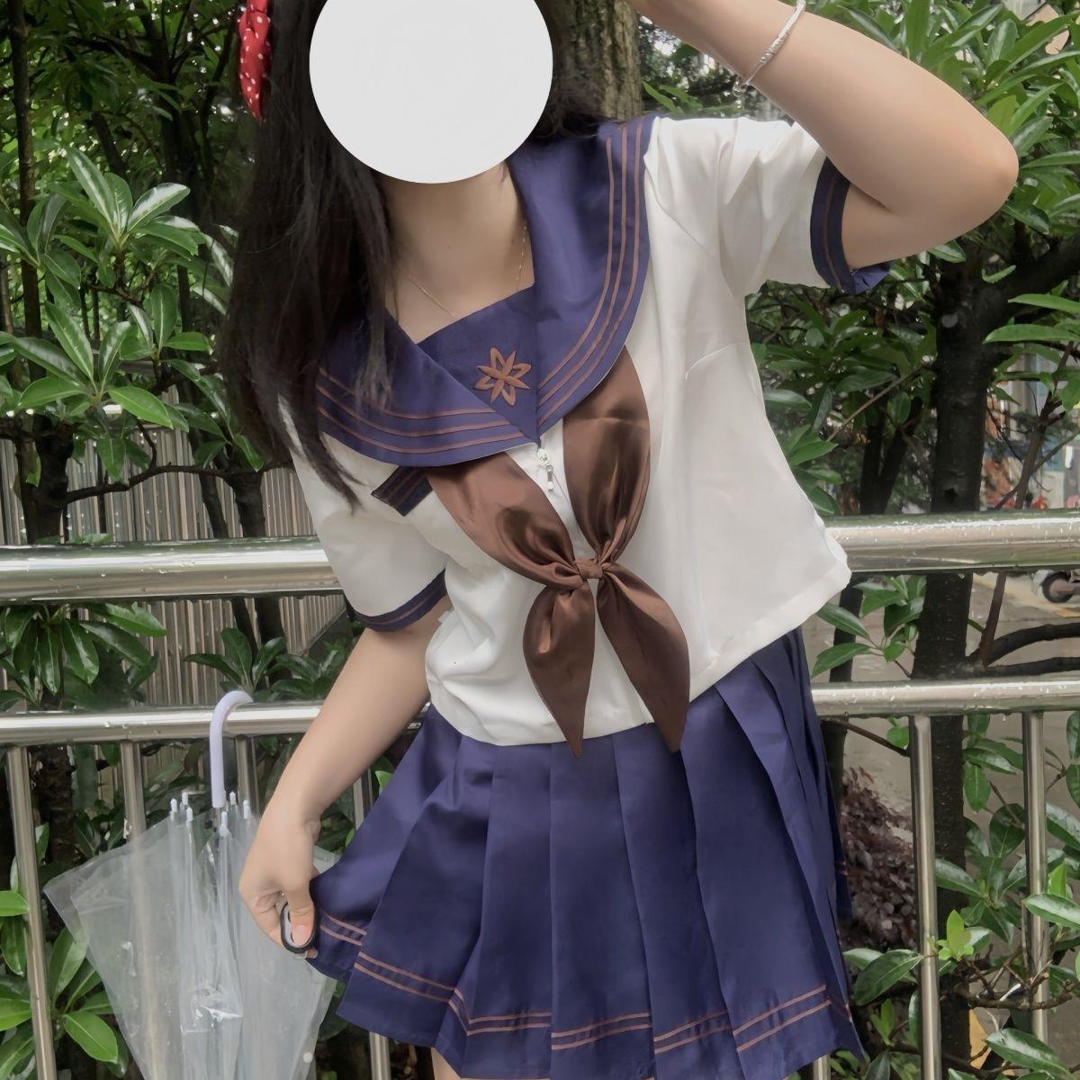 セーラー服 花模様セーラー襟 半袖制服トップス