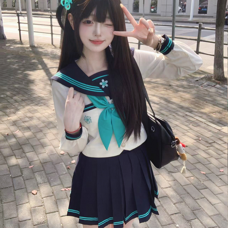 セーラー服 花模様セーラー服トップス