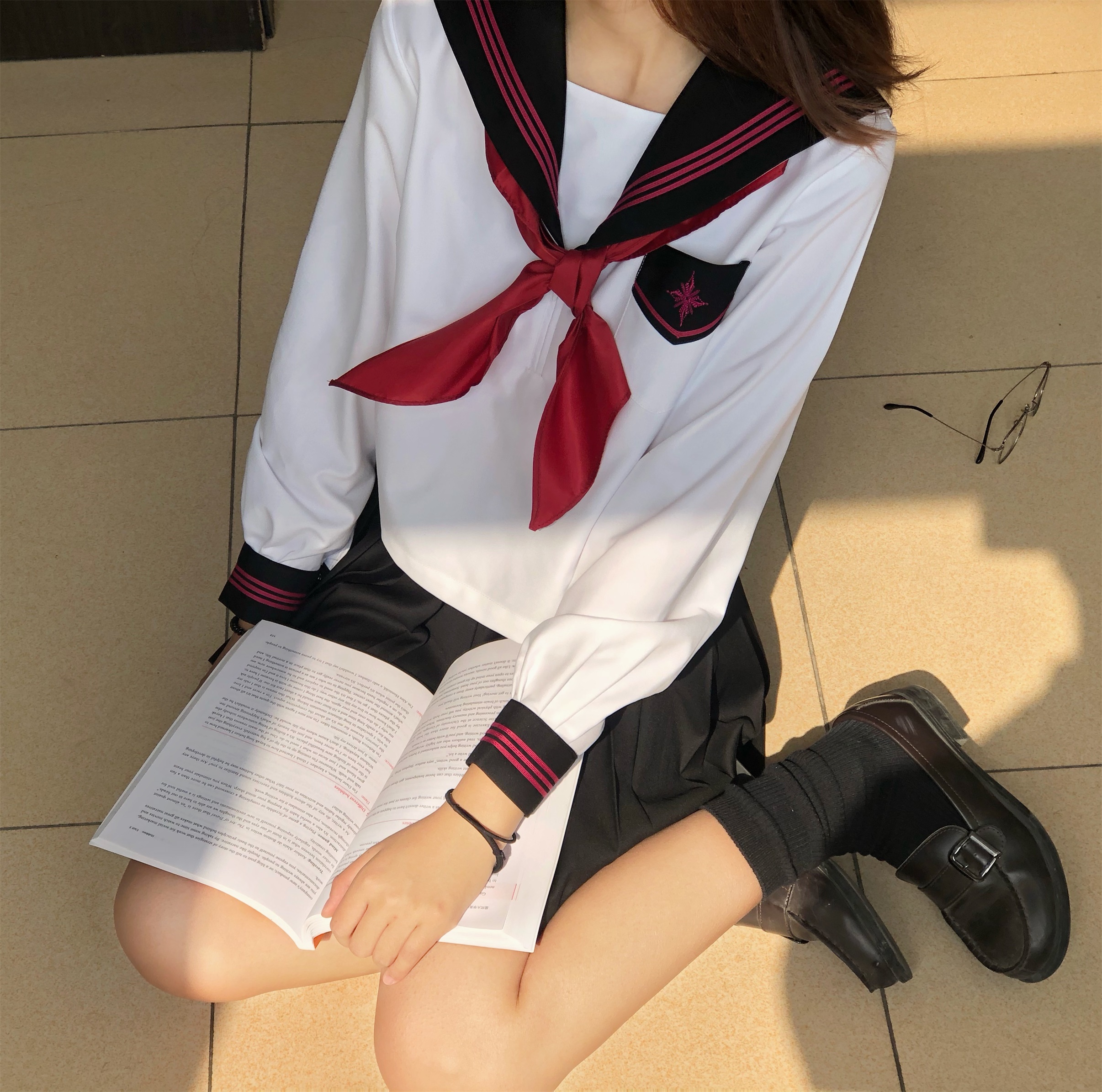 セーラー服 星型ワッペン付きマリン風セーラートップス