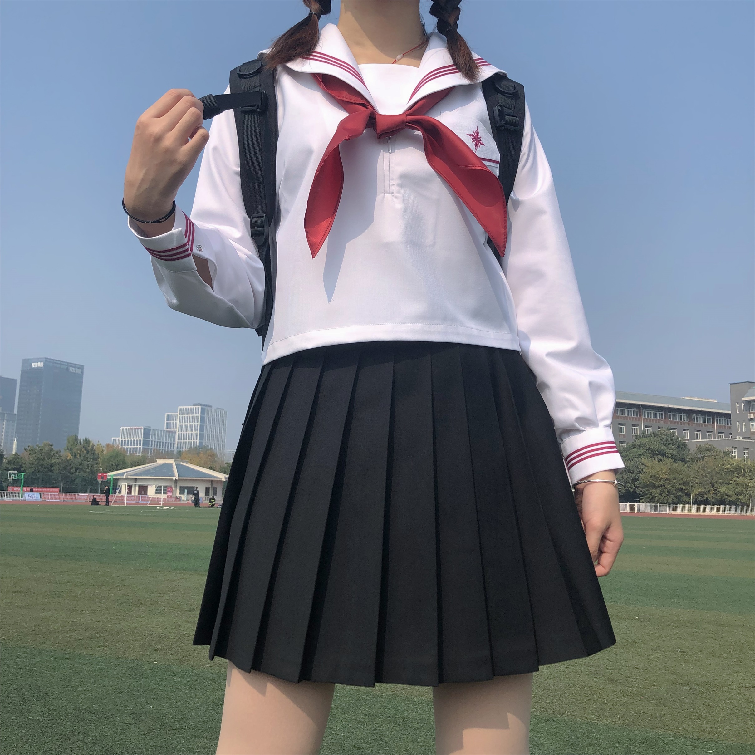 セーラー服 星型ワッペン付きマリン風セーラートップス