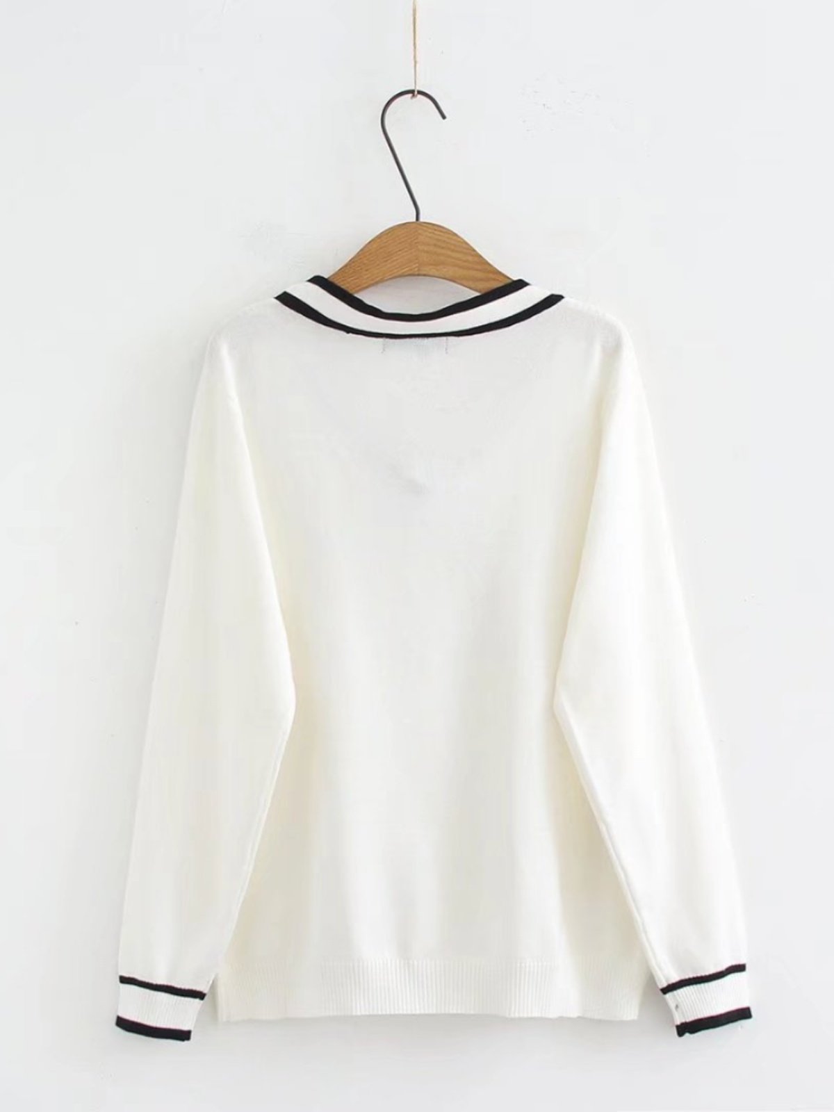 セーラー服 配色ライン入りセーラーカラーニットトップス