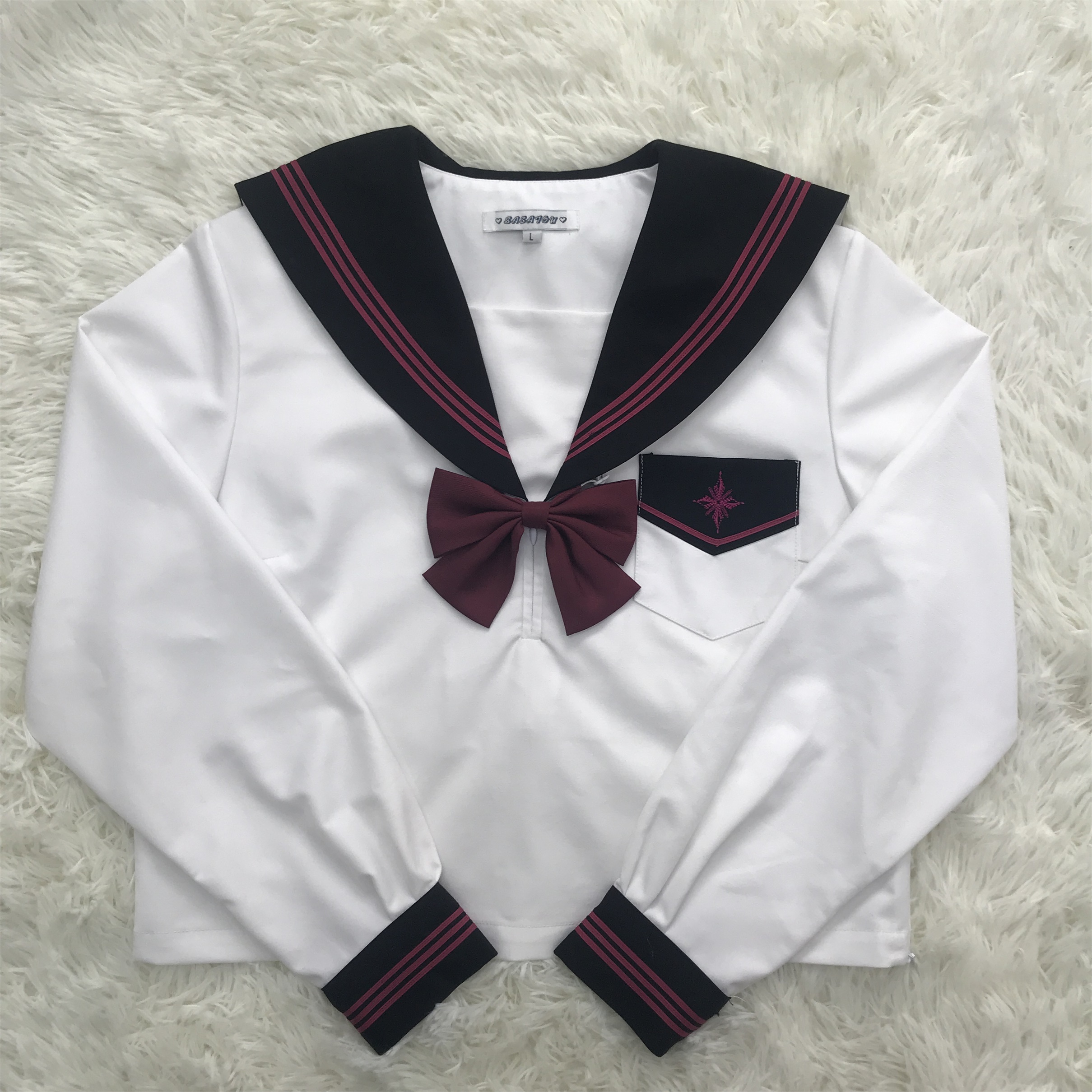 セーラー服 星型ワッペン付きマリン風セーラートップス