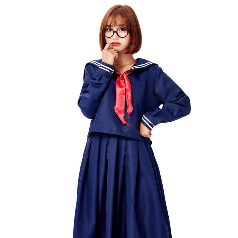 濃紺 ロング丈セーラー服