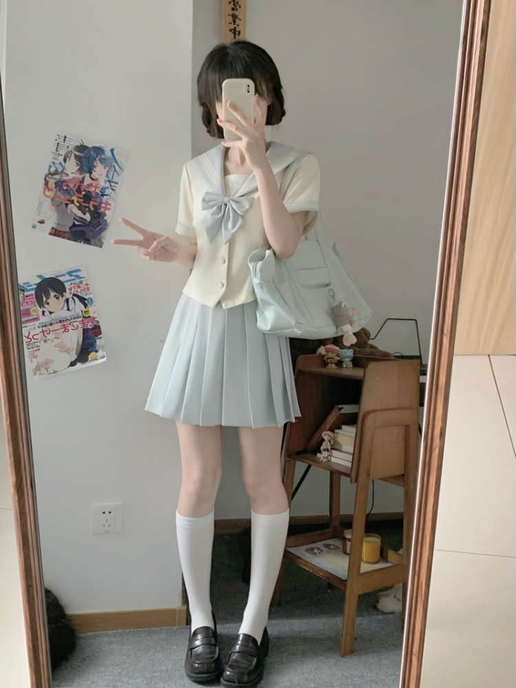 セーラー服 清楚リボン 半袖セーラーブラウス