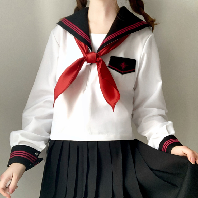 セーラー服 星型ワッペン付きマリン風セーラートップス