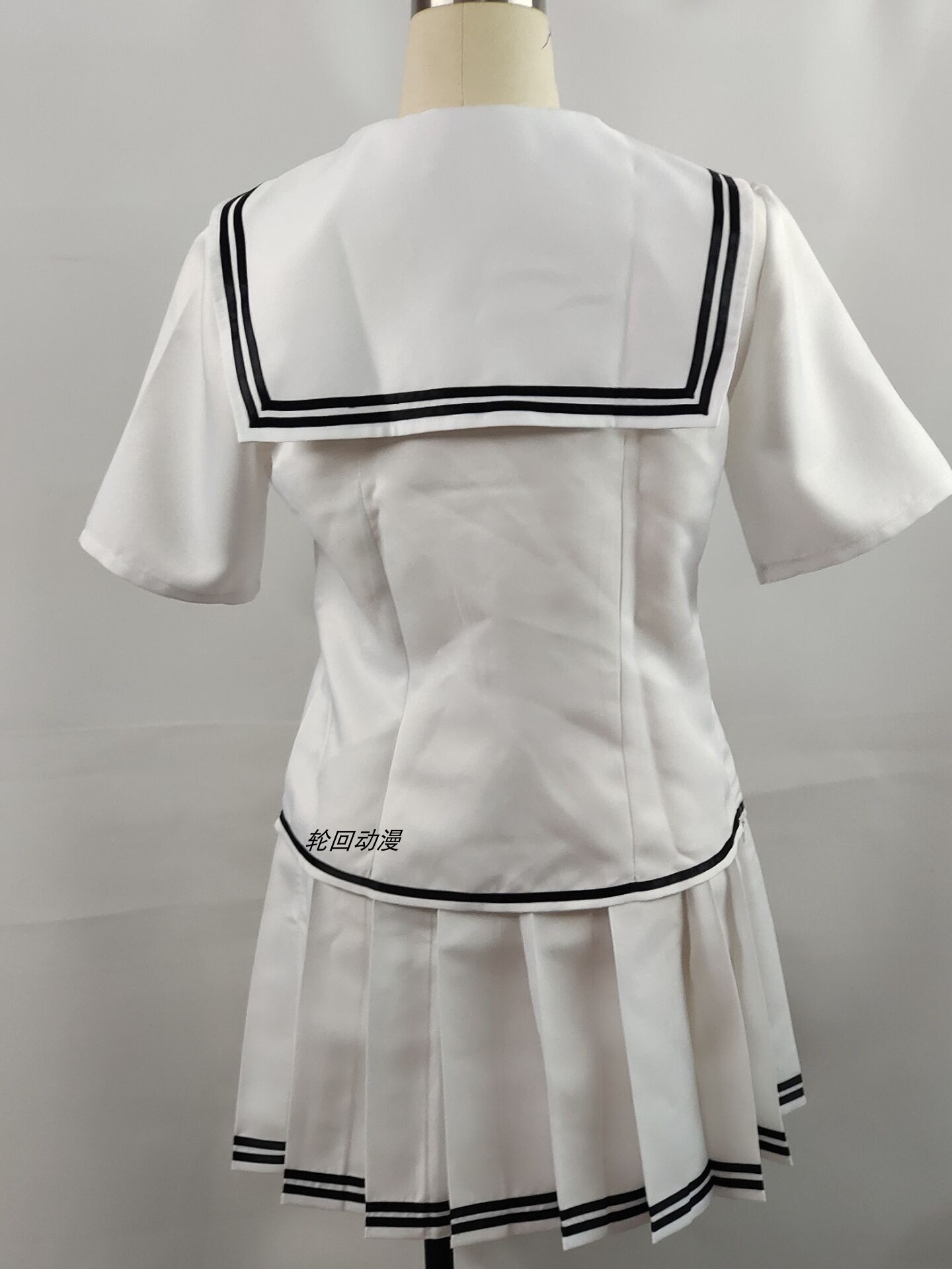 セーラー服 清楚な二重線パイピング襟の夏用制服風半袖上着