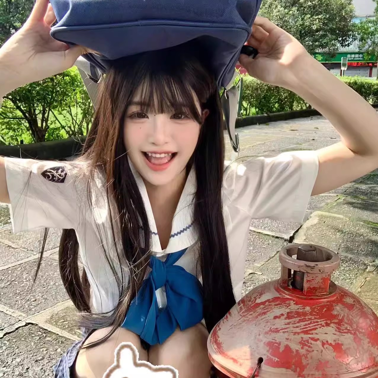 セーラー服 清楚リボン付き学園セーラーブラウス