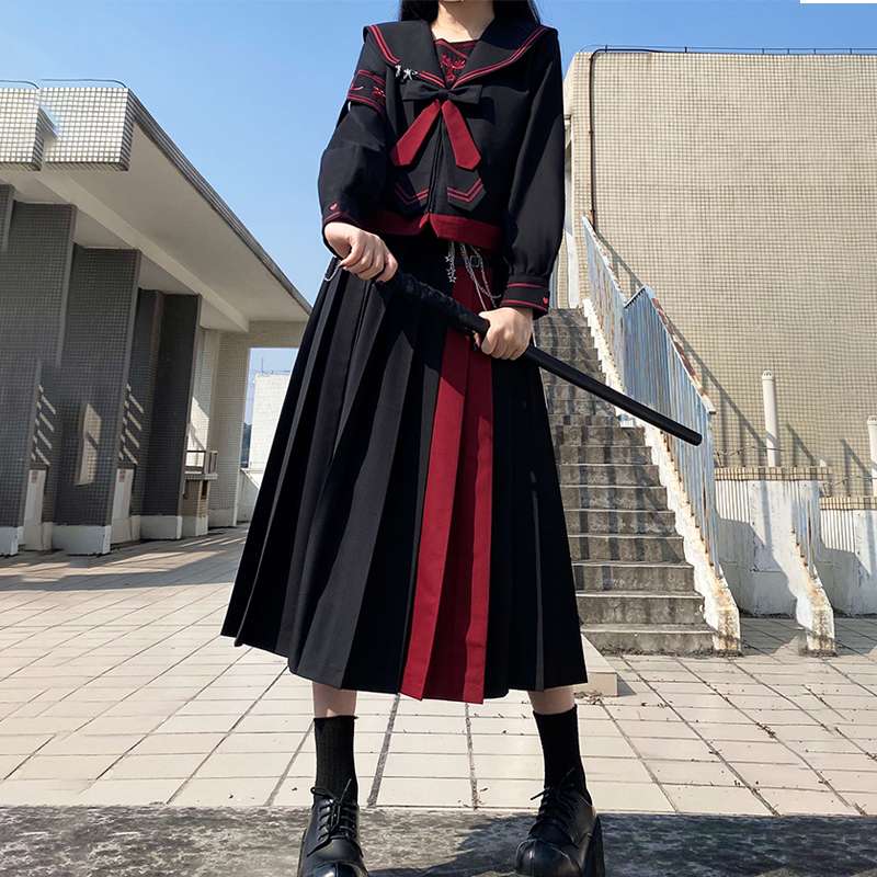 セゴシックロリータ風セーラー制服ワンピース