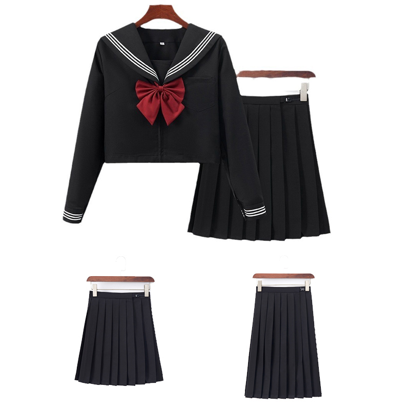 セーラー服 黒色 長袖 学生服 制服風 上下セット
