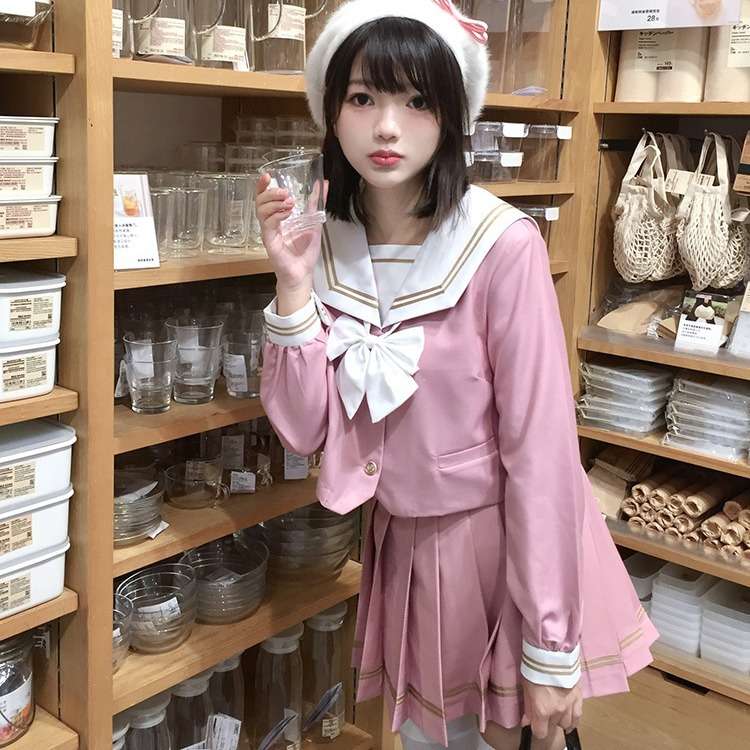 ふんわり可愛いピンクセーラー服セット