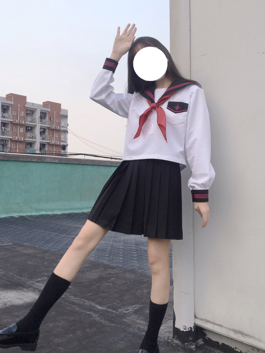 セーラー服 星型ワッペン付きマリン風セーラートップス