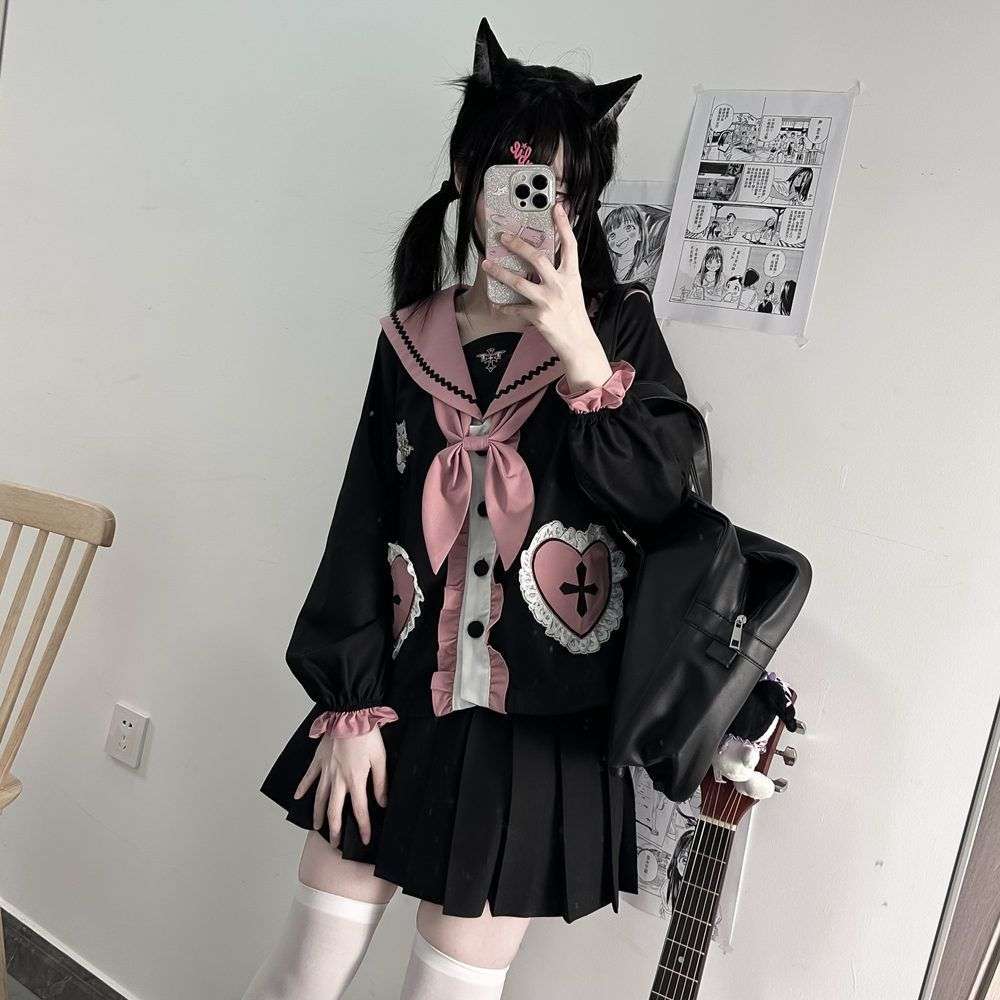 猫耳ゴシックロリータセーラー服ワンピース