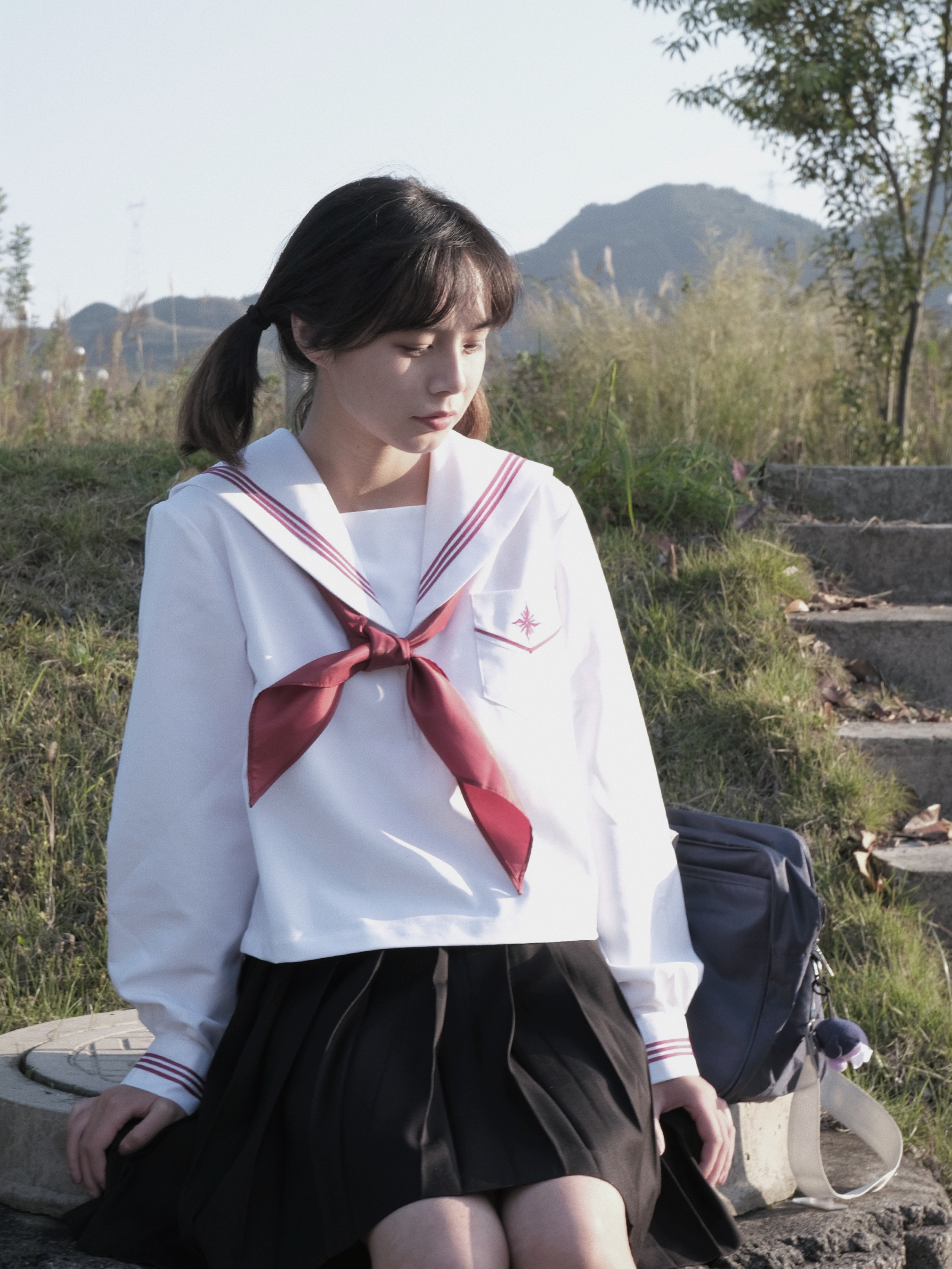 セーラー服 星型ワッペン付きマリン風セーラートップス