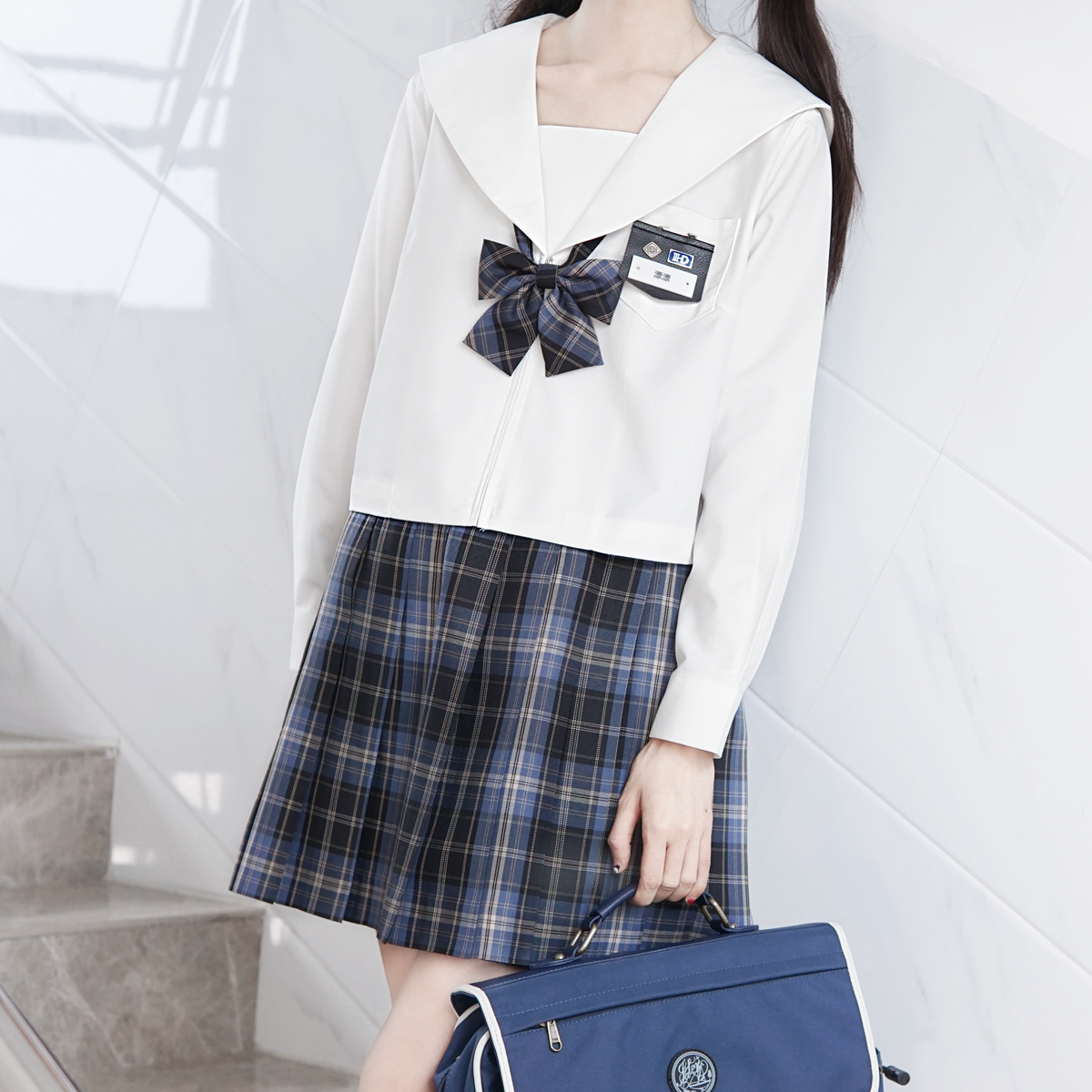 セーラー服 学生風長袖セーラーブラウス