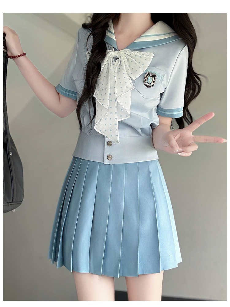 セーラー服 優雅リボン付き制服風セーラートップス