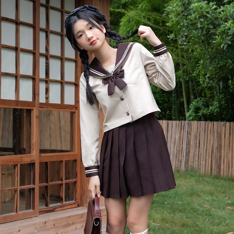 清純風セーラー服トップス 長袖ブラウス
