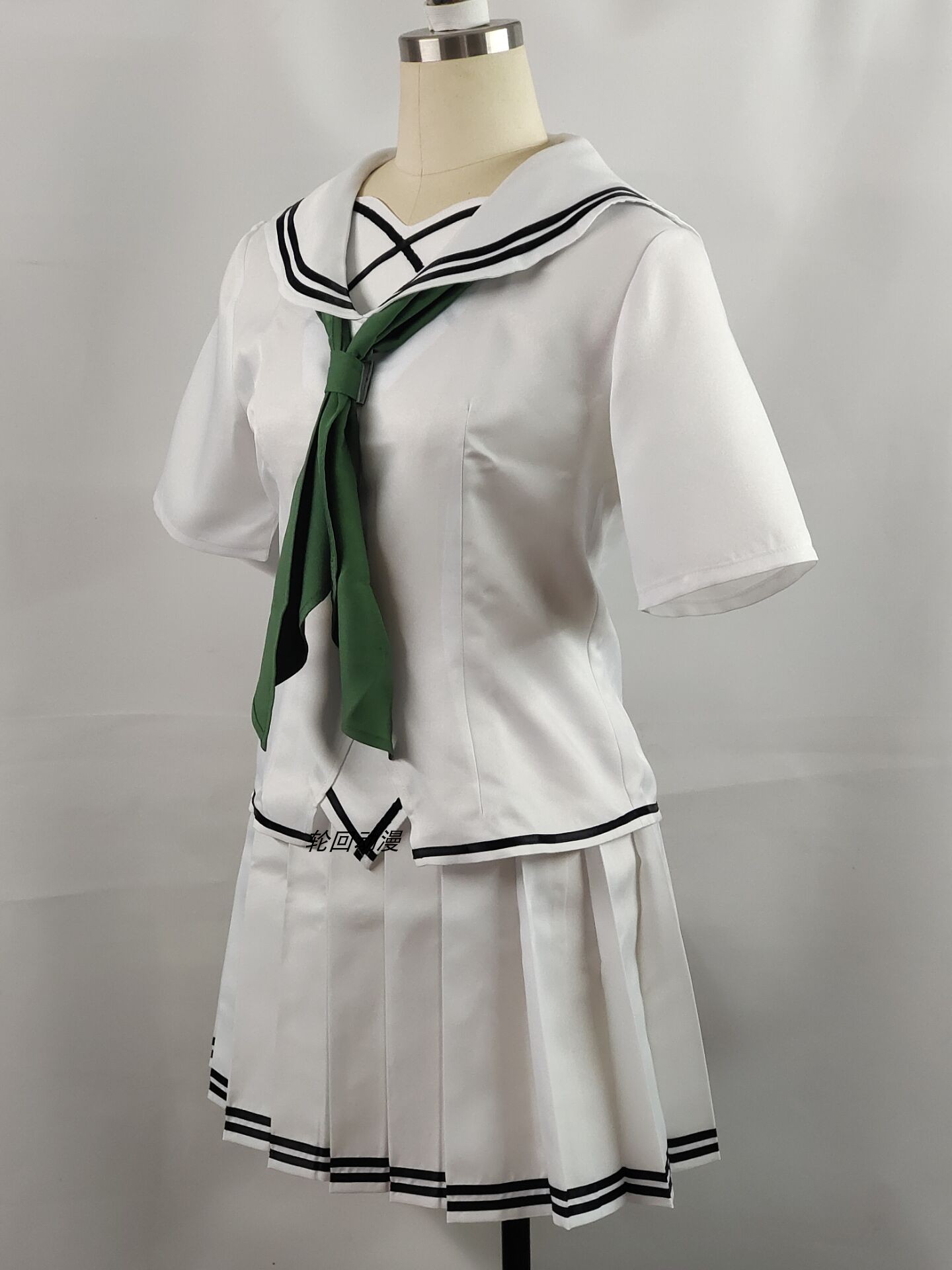 セーラー服 清楚な二重線パイピング襟の夏用制服風半袖上着